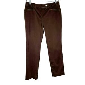 Talbots Women's Pants in Brown with Front Zip Pockets Size 12